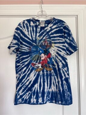 Disney Blue & White Tie-Dye Sorcerer Mickey Tee